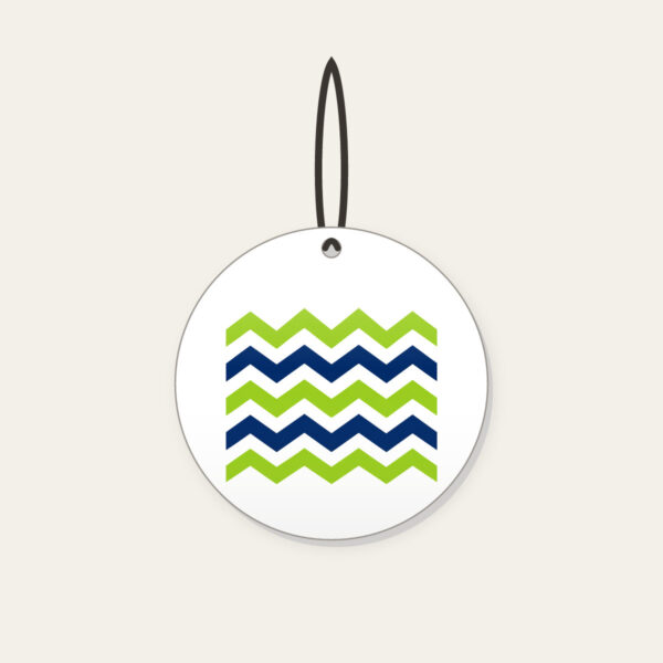Product image Lime and Navy Zigzag Bands Ceramic Ornament