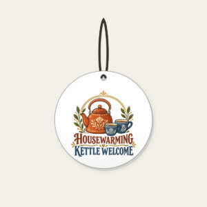 HOUSEWARMING KETTLE WELCOME Ceramic Ornament in white