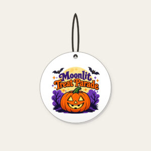 Moonlit Treat Parade Ceramic Ornament in white