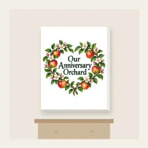 Our Anniversary Orchard Canvas Print in white