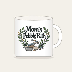 Mom's Pebble Path Mug in white