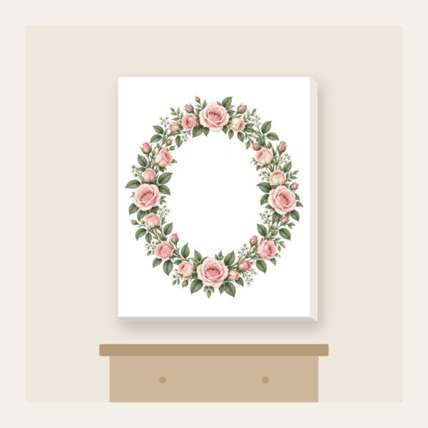 Product image Oval Rose Wreath in Blush and Sage Canvas Print