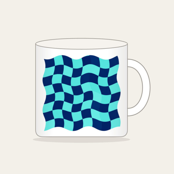 Product image Ripple Checkerboard in Navy and Aqua Mug