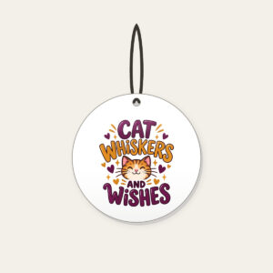 CAT WHISKERS AND WISHES Ceramic Ornament in white