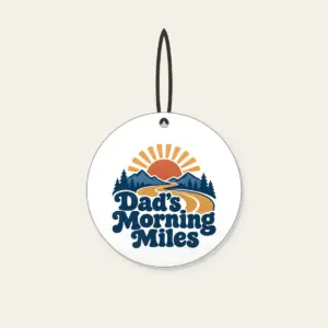 Dad's Morning Miles Ceramic Ornament in white