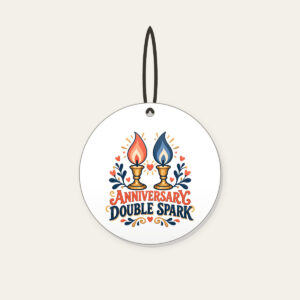 ANNIVERSARY DOUBLE SPARK Ceramic Ornament in white
