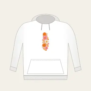 Retro Daisy Rows in Orange and Pink Hoodie in white: Retro daisies climb upward in orange, pink and cream.
