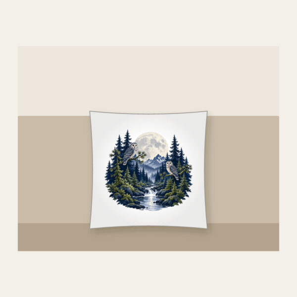 Product image Moonlit Pine Forest with Owls Pillow