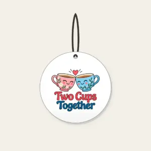 Two Cups Together Ceramic Ornament in white