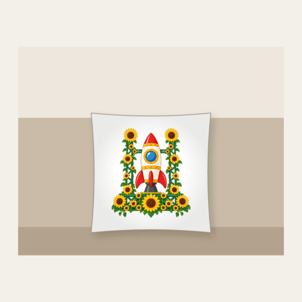 Product image Rocket on Sunflower Launch Pad Pillow