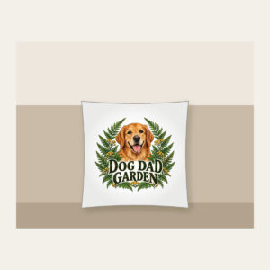 DOG DAD GARDEN Pillow in white