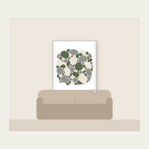 River Stones in Moss and Grey Fleece Blanket in white: Smooth river stones in moss green, grey and cream are traced with fine white outlines.