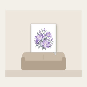 Lilac Night-Blooming Floral Pattern Fleece Blanket in white: A compact floral pattern of night-blooming flowers in lilac and pale grey.