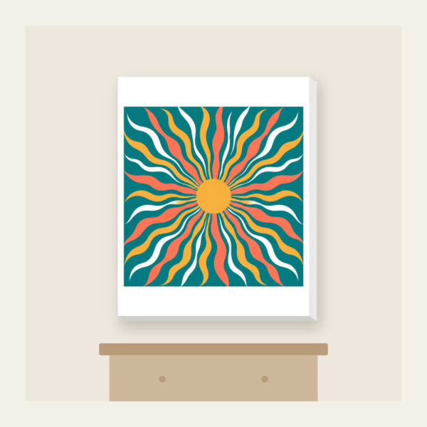 Product image Sunrise Lines in Coral and Gold on Teal Canvas Print