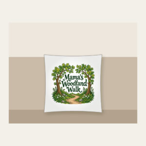 Mama's Woodland Walk Pillow in white