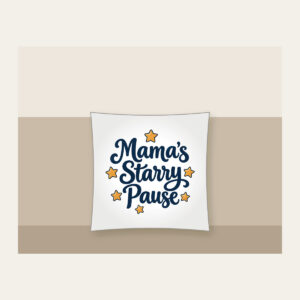 Mama's Starry Pause Pillow in white