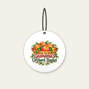 Grandma's Orchard Basket Ceramic Ornament in white