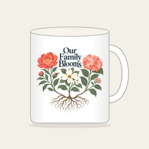 Our Family Blooms 15oz Mug in white