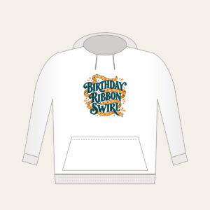 BIRTHDAY RIBBON SWIRL Hoodie in white