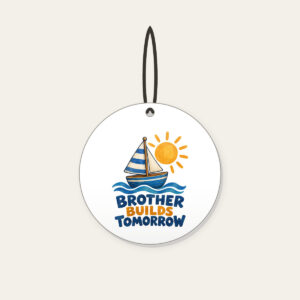 BROTHER BUILDS TOMORROW Ceramic Ornament in white