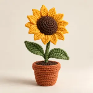 Crochet Sunflower in Pot